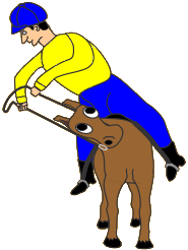 Cartoon of rider turning horse